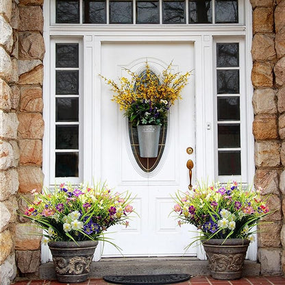 24 Bundles Fake Outdoor Wild Flowers Lifelike UV Resistant Mixed Colors Artificial Flowers for Indoor Outside Hanging Planters Garden Home Office Decor