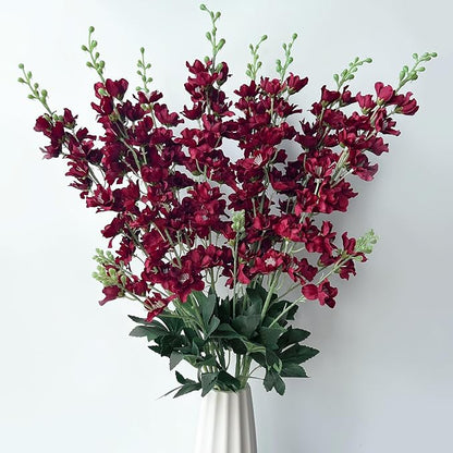 8 pcs Burgundy Delphinium Artificial Flowers, 34.25''Artificial Snapdragon Flowers Tall Fake Flowers Silk Flowers Faux Delphinium Bulk for Tall Vase Home Wedding Garden Table Decor (Burgundy)