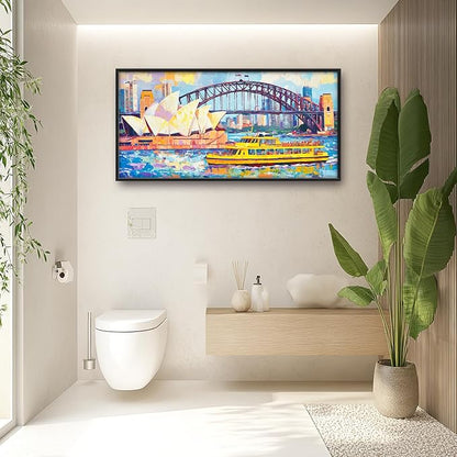 Extra Large Sydney Opera House Framed Wall Art for Living Room,Oversized Abstract Harbour Bridge Cityscape Pictures Wall Decor,Canvas Print Painting Modern Artwork Bedroom Office Bathroom 60L x 30W
