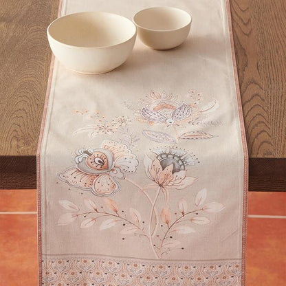 Maison d' Hermine Tablerunner 100% Combed Cotton Premium Table Runner Decorative Table Covers, Dining, Wedding, Banquet, Buffet, Society Florals, Double Layer - (14.50"x108")