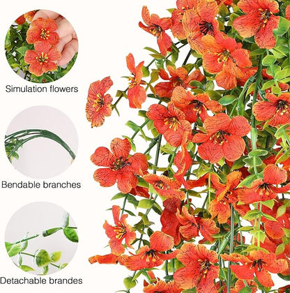 6 Bundles Artificial Fall Flowers for Outdoors Fake Plants Garden Home Fall Decor,UV Resistant Realistic Silk Faux Autumn Flower Indoor Outside Front Porch Patio Balcony Yard Farmhouse(Orange)