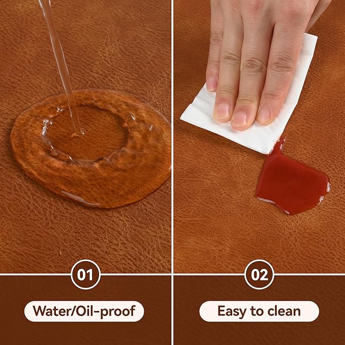 UnivoColors PU Leather Placemats Set of 6,15" Round Washed Cowhide Pattern Table Mats for Dining Table, Kitchen, Party Decoration(Retro Reddish Brown)