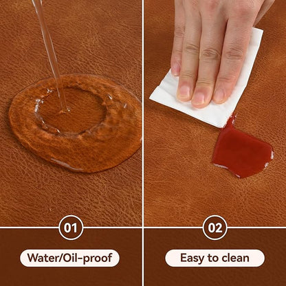 UnivoColors PU Leather Placemats Set of 8,15 Inches Round Washed Cowhide Pattern Table Mats for Dining Table, Kitchen, Party Decoration(Retro Reddish Brown)