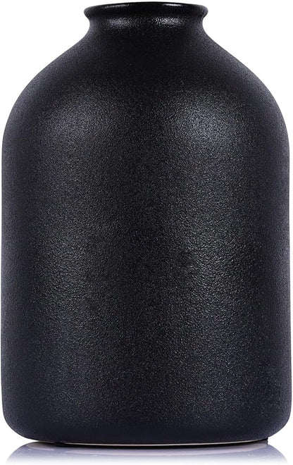 Large Black Ceramic Vase - Modern Matte Flower Vase for Table, Shelf, Mantel, Bathroom, Coffee Table, Desktop - Decorative Vases Home Decor Accent, Vases for Centerpieces, Wabi Sabi Decor