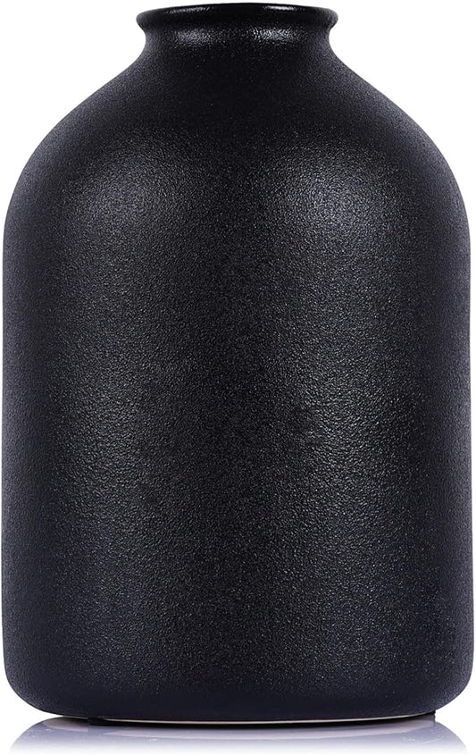Large Black Ceramic Vase - Modern Matte Flower Vase for Table, Shelf, Mantel, Bathroom, Coffee Table, Desktop - Decorative Vases Home Decor Accent, Vases for Centerpieces, Wabi Sabi Decor