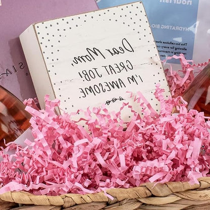 Uptotop 2 LB Supply Crinkle Cut Paper Shred Filler for Gift Wrapping Basket Filling, Birthday, Christmas, Thanksgiving, Wedding, Mother's Day, Pink