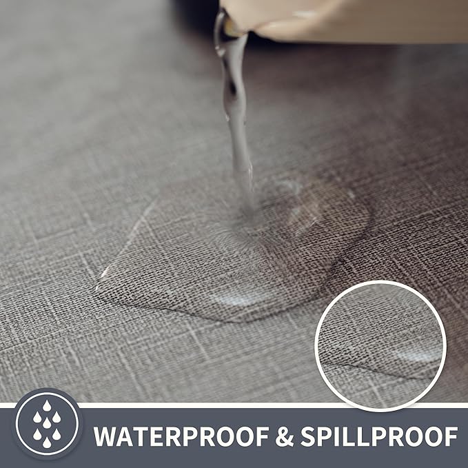 Rectangle Table Cloth,100% Waterproof Tablecloth Oil Proof Spill Proof Vinyl Table Cloth, Wipe Clean Plastic Table Cover for Dining, Camping, Indoor and Outdoor 54" x 120",Grey