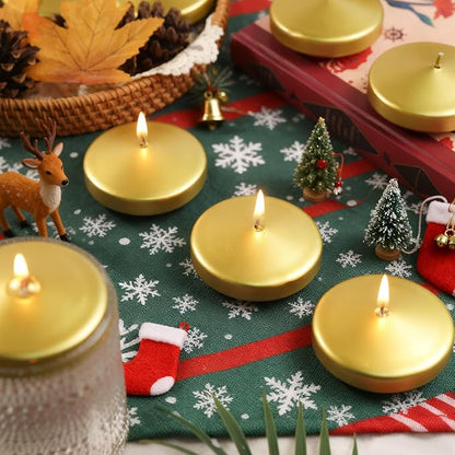 3 inch Floating Candles 36 Packs Gold Floating Candle for Centerpieces 8-9 Hours Floating Candles 3” Water Candles for Cylinder Vases, Pool, Wedding, Christmas