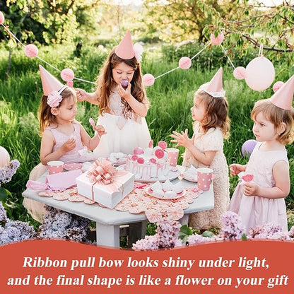 WILLBOND 20 Pieces 6 Inch Pull Bows Gift Wrapping Ribbon Pull Bows for Christmas Wedding Baskets Valentine Multicolor Wrap Accessory for Gift Present Holiday Decor(Gouache Pink)