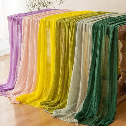 Table Runner Lavender Gauze Rustic Boho Lilac Cheesecloth Grape Table Runner 120 Inch 10 FT for Wedding Baby Bridal Shower Birthday Bridgerton Party Long Sheer Home Decorations