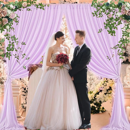 10 x 10 Feet Light Purple Backdrop Curtain for Partie, Background Curtains for Photoshoot, Birthday, Wedding, Halloween, Thanksgiving, Christmas, New Year Party Decorations 5Ft x 10Ft, 2 Panels