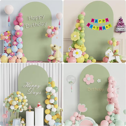 Wokceer 6.6FT Wedding Arch Cover Spandex Fitted Wedding Arch Stand Covers Round Top Sage Green Chiara Arch Cover for Birthday Party Ceremony Banquet Decoration