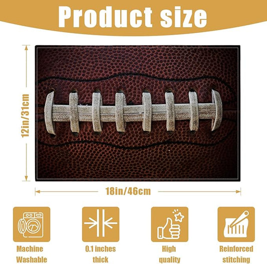 American Football Placemats Set of 6, Sport Ball Lover Linen Place Mat Washable Stain Resistant Table Mats for Farmhouse Kitchen Dining Party Wedding Decor 12x18 Inch