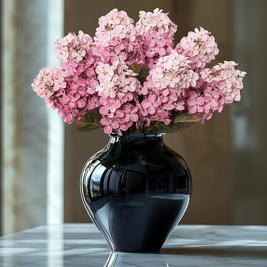 Fake Flowers Hydrangea Silk Flowers With Stems White Flowers Fake Flowers In Vase Hydrangea Artificial Flowers Winter Flowers Artificial For Decoration Vase Decor （ Pink ）24"8PCS Wthout Vase