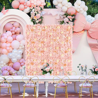Artificial Flower Wall 5ftx3.74ft Peach Floral Backdrop Wedding Wall Panel Fake Background for Balloon Party Baby Shower Birthday Bridal Decorations