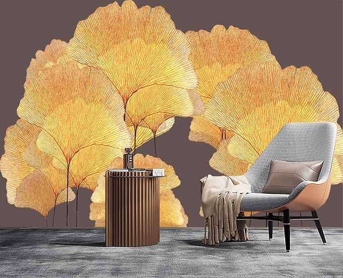 Ginkgo Leaf Flower 3D Wall Mural Wallpaper for Bedroom 103" x 69"