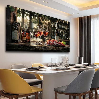 hyidecorart Dining Room Wall Art Wine Glass Canvas Wall Pictures Kitchen Art Wall Decor Still Life Goblet Prints Painting Landscape Poster Bar Living Room Office Artwork Modern Home Decoration 24x48
