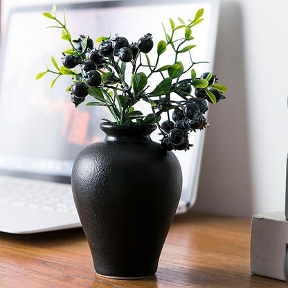 Black Bud Vase Set of 5, Ceramic Small Vases for Modern Decor, Mini Pottery Vases, Boho Decorative Vase for Living Room Fireplace, Centerpiece Table Decorations
