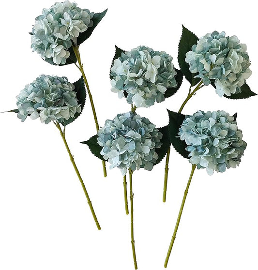 Hydrangea Artificial Flowers,Faux Hydrangea Flowers,Artificial Hydrangeas Flowers with Stems,Fake Hydrangeas,Silk Hydrangeas Flowers with Stems for Home Decor (10, Fall Blue)