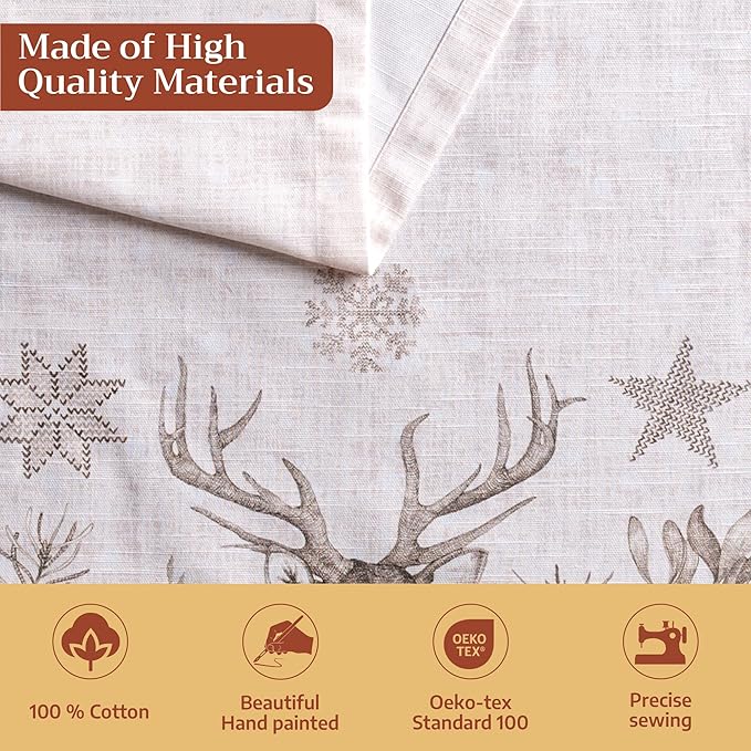 Maison d' Hermine Table Runner 100% Cotton Single Layer Table Runners 108 inches Long for Thanksgiving Christmas Decorations Home Kitchen Dining Party Wedding (Christmas Dew, 14.5" x 108")