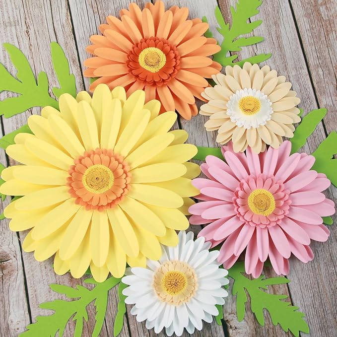 Paper Flowers Decorations for Wall,Summer Giant Daisy Artificial Flowers Bulletin Board Decoration 3D Floral Tissue Paper Flowers Hanging for Wedding Baby Shower Tea Party Backdrop Decor