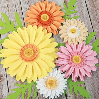 Paper Flowers Decorations for Wall,Summer Giant Daisy Artificial Flowers Bulletin Board Decoration 3D Floral Tissue Paper Flowers Hanging for Wedding Baby Shower Tea Party Backdrop Decor