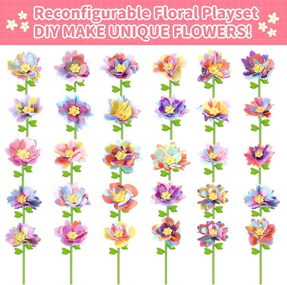RISUNTOY Flower Making Kit for Kids with 210 Pieces Create 30 Unique Fabric Flowers | DIY Craft Kit for Ages 3+ | STEM Toys for Creative Fun
