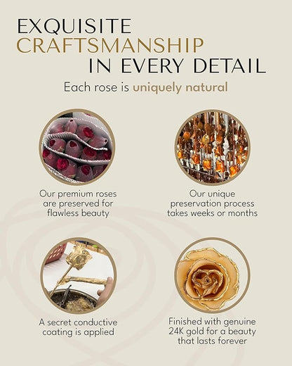 Forever Rose Hand-Dipped in 24K Gold, Diamond-Inspired April Birthstone with Sparkles, Real Rose in Luxury Gold Gift Box – Perfect Ready to Gift for April Birthday or Any Occasion