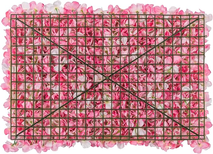 Flower Wall Panel Set, U'Artliens Artificial Wall Flower Backdrop 24x16 Inch 3D Silk Hydrangea Rose Floral Panel for Photo Background Home Party Wedding Backdrop Decoration (2pcs, Pink)