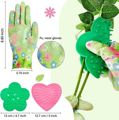 Lasnten 14 Pcs Rose Stripper Thorn Remover Tool Garden Pruning Shears Scissors Kit Leaf Stripping Tool Floral Gloves and Floral Tape Flower Stripper Kit Gift for Wedding Outdoor Gardening (Green)