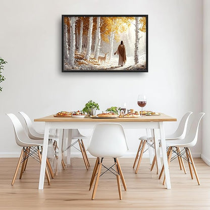 Christian Large Wall Art Religious Framed Wall Decor for Living Room, Jesus Pictures Oversized Canvas Print Painting Modern Extra Large Framed Artwork for Bedroom Office Home Decor 36"x24"