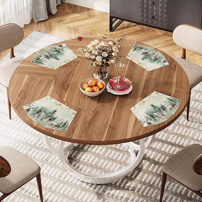 Artoid Mode Christmas Snowflakes Deers Wedge Placemats for Round Table Set of 4, Winter Seasonal Kitchen Dining Table Decoration for Indoor Party Home