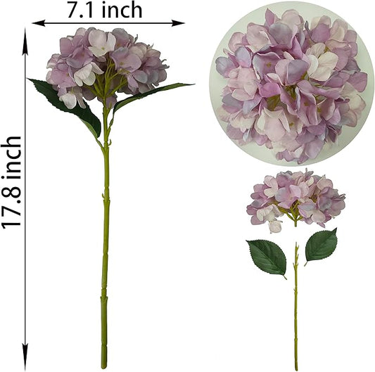 Light Purple Hydrangea Artificial Flowers,6 Pcs Faux Hydrangea Flowers,Artificial Hydrangeas Flowers with Stems,Fake Hydrangeas,Purple Silk Hydrangea Flower with Stem for Home Decor (6, Light Purple)