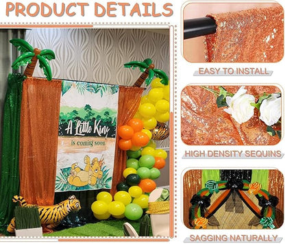 Orange Sequin Curtains 4FTx8FT 2 Panels Sparkle Backdrop Curtain Glitter Background Drape for Weddings Showers Parties Birthday Thanksgiving Fall Photography