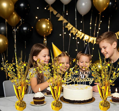 12 Pack Metallic Foil Spray Centerpiece Star Table Decoration Burst Table Centerpieces for Birthday New Years Nye Wedding Anniversary Graduation Holiday Party Supplies Decor, Gold