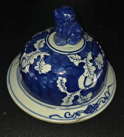 19" Antique Like Finish Blue and White Ginger Jars Porcelain Temple Ceramic Ginger Jar Vase, Blue Butterfly China Ming Style, Jingdezhen(L1)
