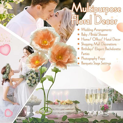 Giant Artificial Flowers Big Flower, Large Wedding Reception Decorations with Standing Base Ideal Birthday Party Home Event Banquet Background Bridal Shower Mall Decor Shop Window Display, Champagne