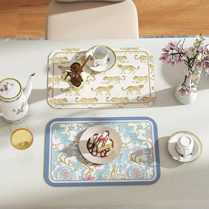 patdrea Animal Print Rectangular PVC Placemats, Pack of 6, Waterproof Insulation, Soft and Durable, Suitable for Dining Table, Kitchen and Coffee Table Decoration,12"*17"