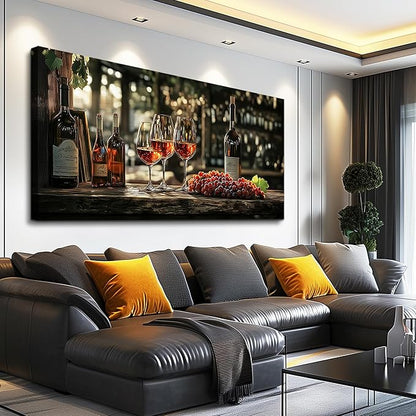 hyidecorart Wall Art For Kitchen Wall Decor For Living Room Wine Glass Wall Dining Room Painting Still Life Goblet Canvas Wall Pictures Sunrise Sunset Landscape Poster Bar Restaurant Decoration