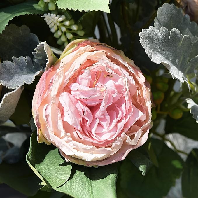FiveSeasonStuff Vintage Blush Pink Peonies – Realistic Artificial Silk Flowers with Dry-Look Petals, 6 Stems for Rustic Home & Wedding Bridesmaids Bouquet Bridal Showers