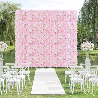 FOTSHARER Pink Flower Wall Backdrop 12 Pack 3D Flower Wall Panel 15'' x 15'' Silk Rose Floral Walls Artificial Flower Panels for Backdrop Floral Wedding Background for Bridal Shower Party Events