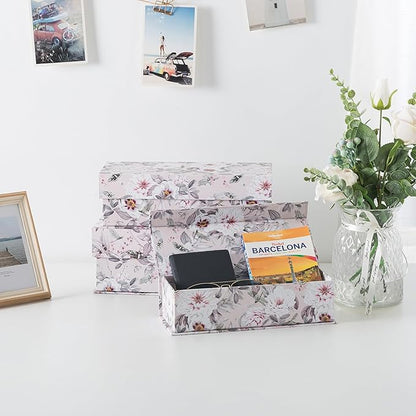 Soul & Lane Decorative Storage Boxes with Lids, Set of 3 Memory Keepsake Boxes with Magnetic Closure, Cardboard Storage for Photos, Documents, Gifts, Home Decor, Blush Whisper