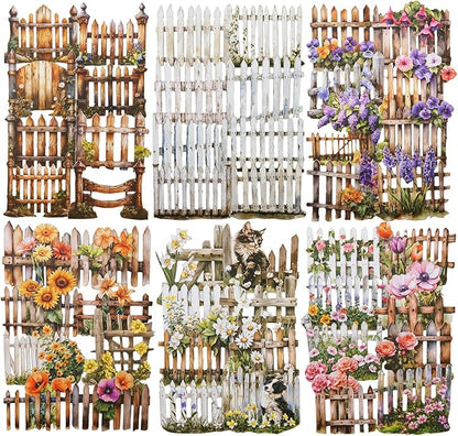 60Pcs Fence Cardstock Sticker Set, Farmhouse Style Decorative Stickers for Scrapbooking, Journaling, DIY Crafts, and Home Decor