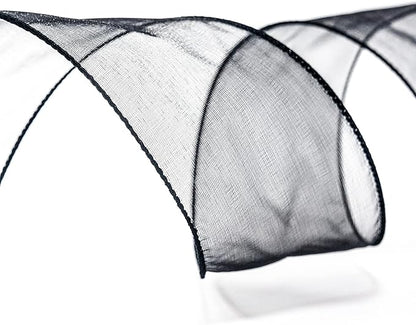 CT CRAFT LLC Sheer Organza Wired Ribbon 2.5" x 50Yards Black for Wedding Chair Bow Flora Bouquet Gift Wrapping Christmas Tree Home Decor Wreath