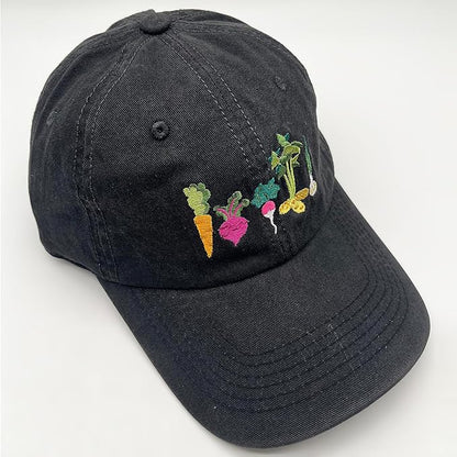 Cute Flower Hat, Elegant Floral Embroidered Adjustable Baseball Cap for Men Women, Gifts for Flower Lovers, Black