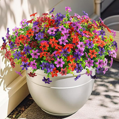Homsunny Artificial Mums Fake Flowers for Outdoors Decoration, 12 Bundles Faux Silk Daisy Plants UV Resistant for Outside Garden Front Door Porch Planter Patio Yard (Mix)