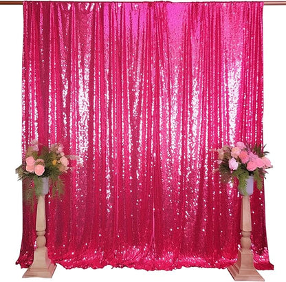 Hot Pink Sequin Backdrop Curtain 10FTx10FT 1 Panel Fuchsia Sparkle Backgound Drape Glitter Metal Backdrop Curtain for Weddings Showers Photophy Parties Birthday