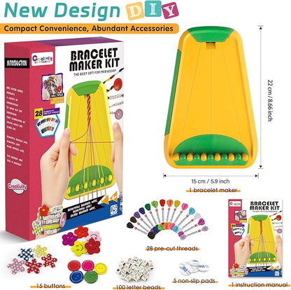 Maynacs Arts and Crafts for Kids Ages 8-12,Friendship Bracelet Making Kit for Girl,Kids Jewelry Making Kit with 28 Pre-Cut Threads,Christmas Birthday Gifts for Ages 6 7 8 9 10 11 12 Year Old Green