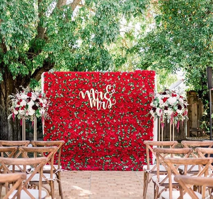 Blush Blooms Decor Flower Panels for Flower Wall (6 Pack) 24 Inch by 16 Inch Each | Flower Wall, Backdrop, Weddings, Event Decor, Bridal & Baby Shower, and Photography Décor (Red)