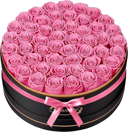 50 Preserved Roses in a Gift Box for Her - Forever Flowers for Delivery, Eternal Rose Mothers Gifts for Mom, Wife Anniversary Birthday Gifts for Women, Pink